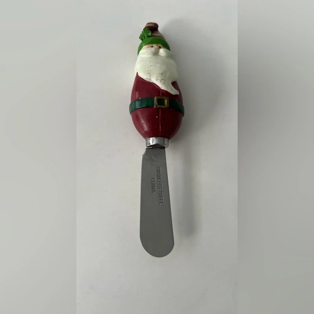 VTG Christmas Set Of 6 Butter/Cheese Spreaders Stainless Steel FlAWED